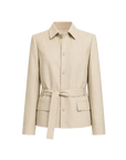 THE ARTM Women's Linen Blazer Jacket with Belt - Slim Fit Short Hunting Jacket for Spring