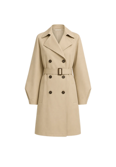 THE ARTM Women's Oversized Trench Coat - Double Breasted Wool Blend with Belt