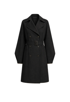 THE ARTM Women's Oversized Trench Coat - Double Breasted Wool Blend with Belt