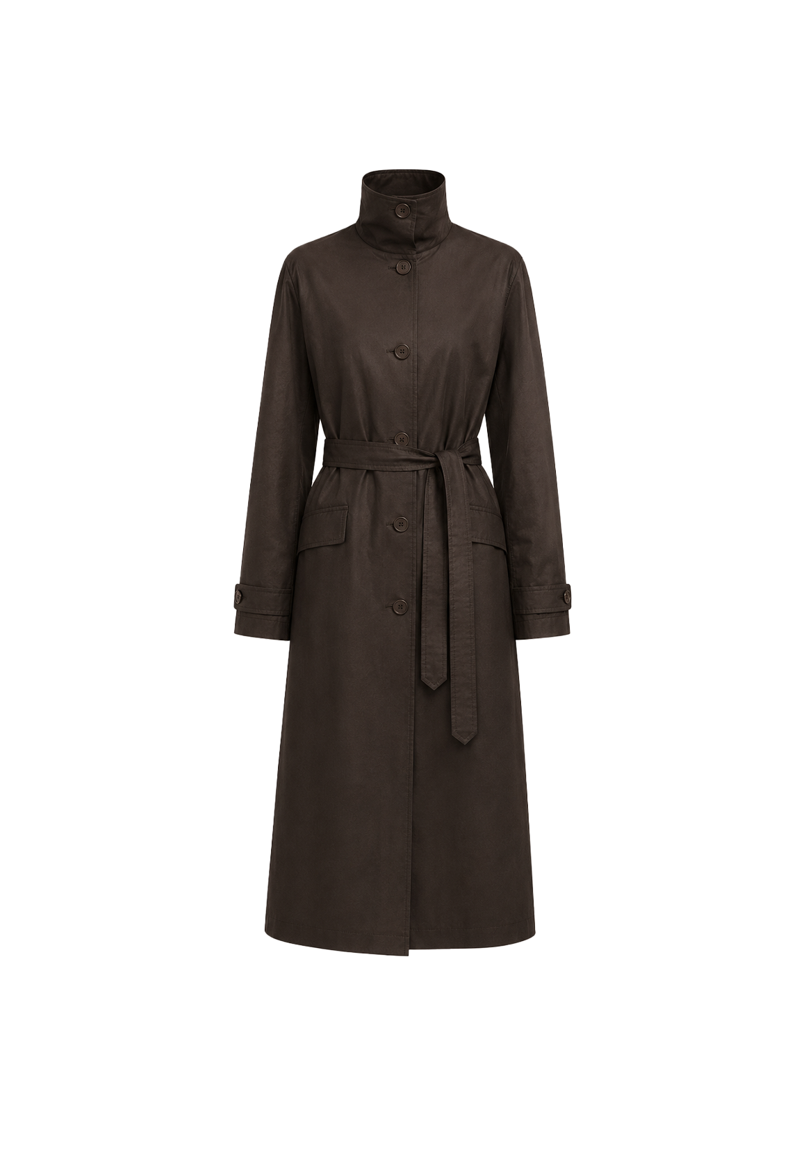 Trench-coat en coton ciré pour femme THE ARTM - Veste longue ceinturée avec doublure à carreaux