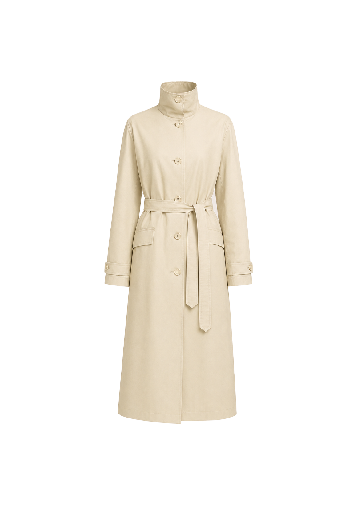 Trench-coat en coton ciré pour femme THE ARTM - Veste longue ceinturée avec doublure à carreaux