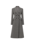 THE ARTM Women's Wool Herringbone Double-Breasted Blazer with Structured Shoulders