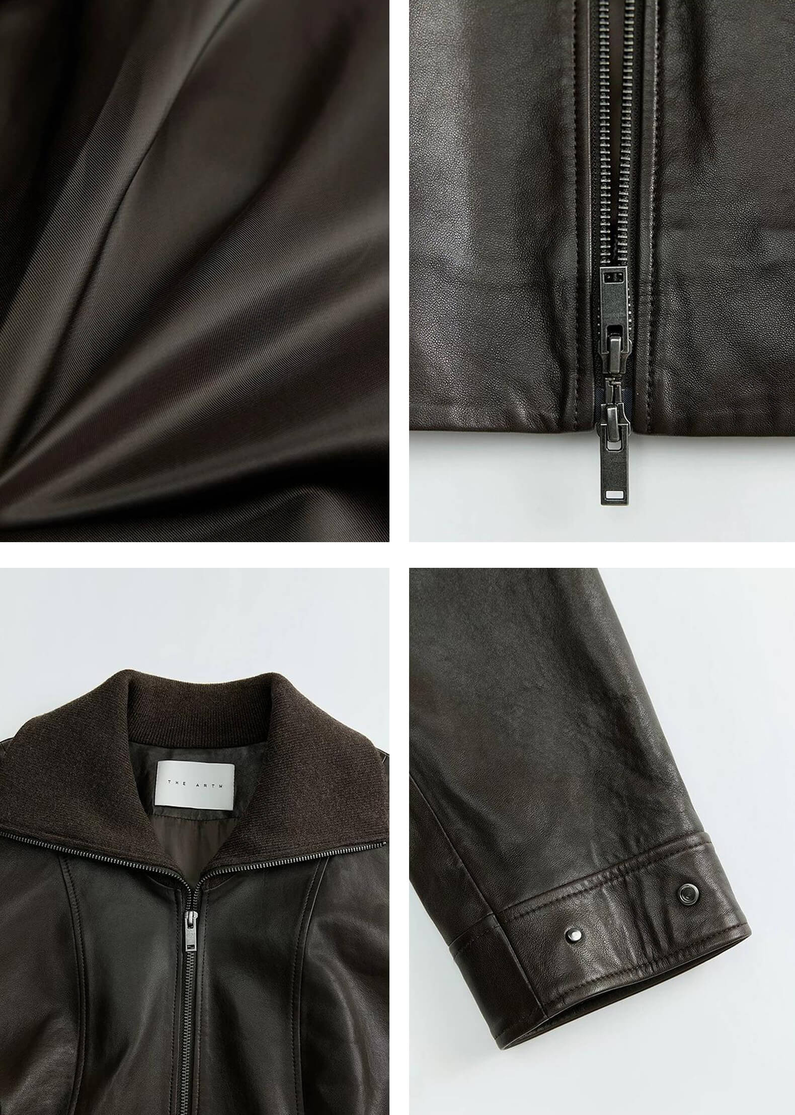 THE ARTM Women’s Funnel Neck Leather Jacket – Modern Minimal, Relaxed Fit