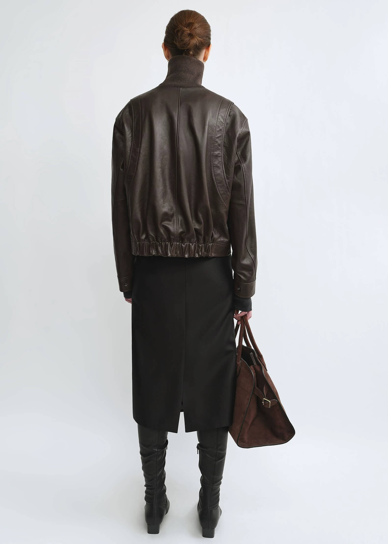 THE ARTM Women’s Funnel Neck Leather Jacket – Modern Minimal, Relaxed Fit