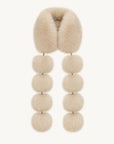 Two-Tone Fox Fur Pom-Pom Scarf for Women – Adjustable Styling, Lightweight Warmth
