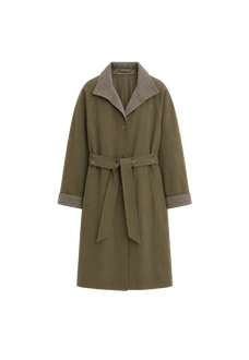 "Urban Island" Retro Plaid Mid-Length Workwear Lapel Trench Coat