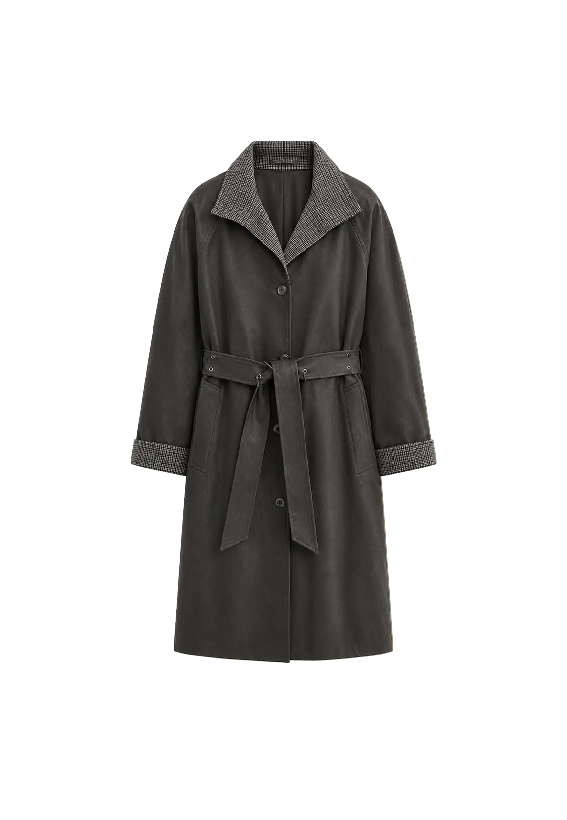 Trench-coat à revers style workwear mi-long à carreaux rétro « Urban Island »