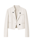 Stand Collar Suit Sheepskin Leather Short Jacket "Roman Story"