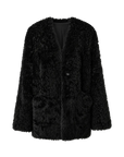 "Castle Dusk" V-neck Italian imported Tuscan curly wool sheepskin fur coat winter