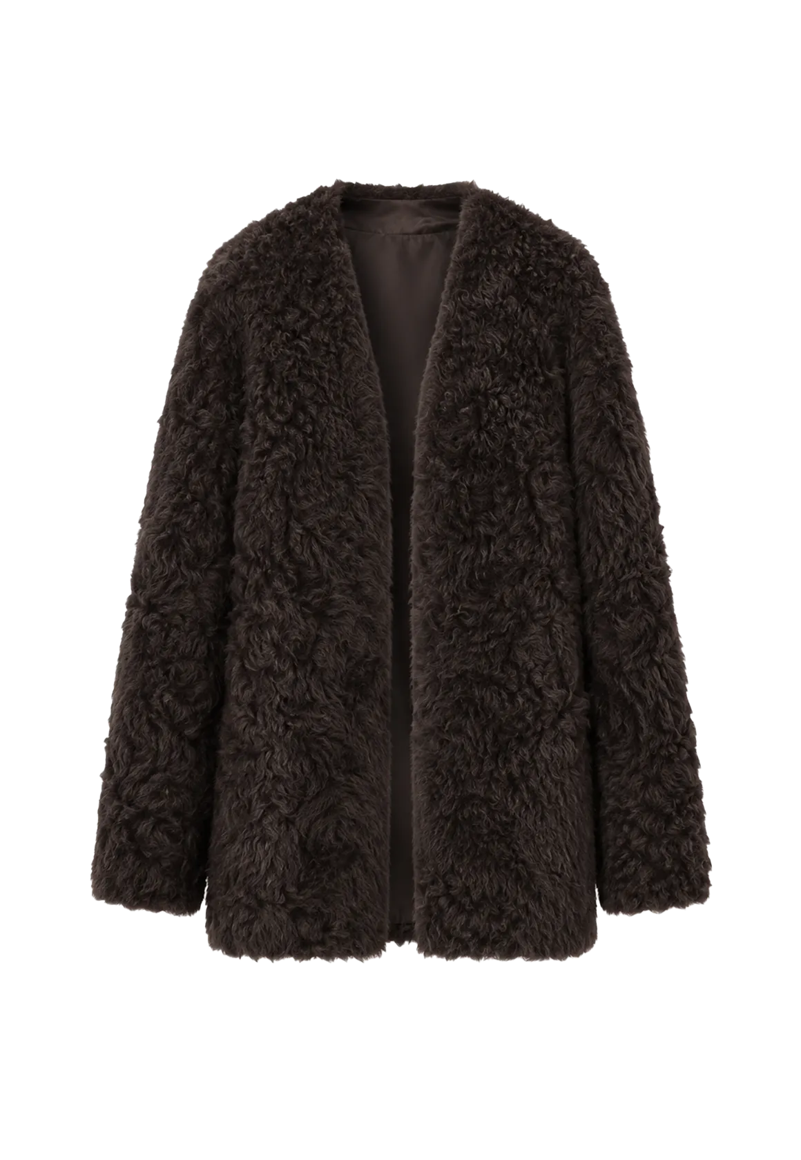 "Castle Dusk" V-neck Italian imported Tuscan curly wool sheepskin fur coat winter