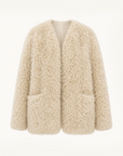 "Castle Dusk" V-neck Italian imported Tuscan curly wool sheepskin fur coat winter