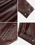 Firelady Fur Vintage Waxed Sheepskin Oversized Stand Collar Leather Jacket "Flight Notes"