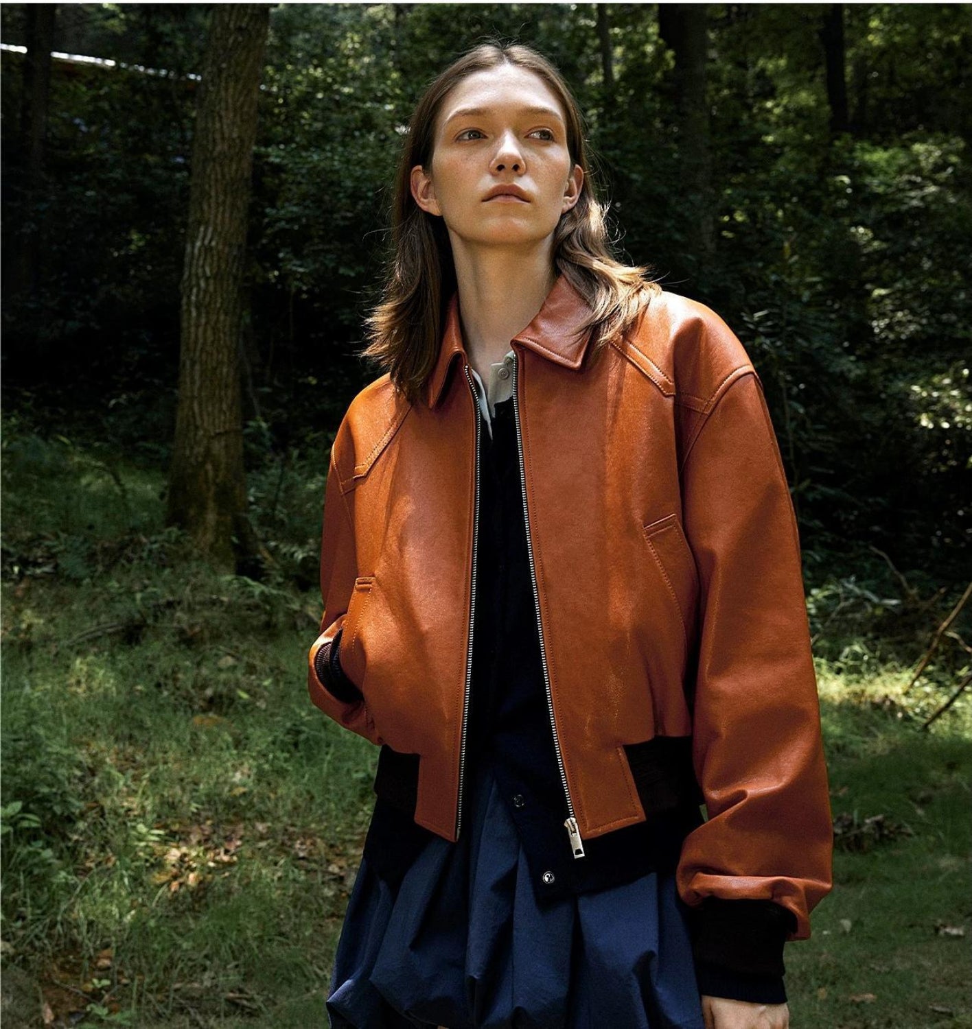 Women_s Cropped Lambskin Leather Jacket_