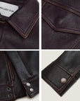 Women's imported first-layer suede sheepskin short autumn leather jacket