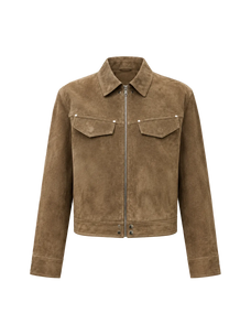 Women's imported first-layer suede sheepskin short autumn leather jacket