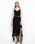 Acetate Mulberry Silk V - Neck Ruffled Draped Twist Strap Summer Dress "Rosy Ombre" - variant_title
