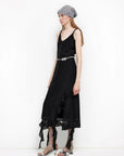 Acetate Mulberry Silk V - Neck Ruffled Draped Twist Strap Summer Dress "Rosy Ombre" - variant_title