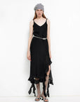 Acetate Mulberry Silk V - Neck Ruffled Draped Twist Strap Summer Dress "Rosy Ombre" - variant_title