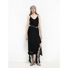 Acetate Mulberry Silk V - Neck Ruffled Draped Twist Strap Summer Dress "Rosy Ombre" - variant_title