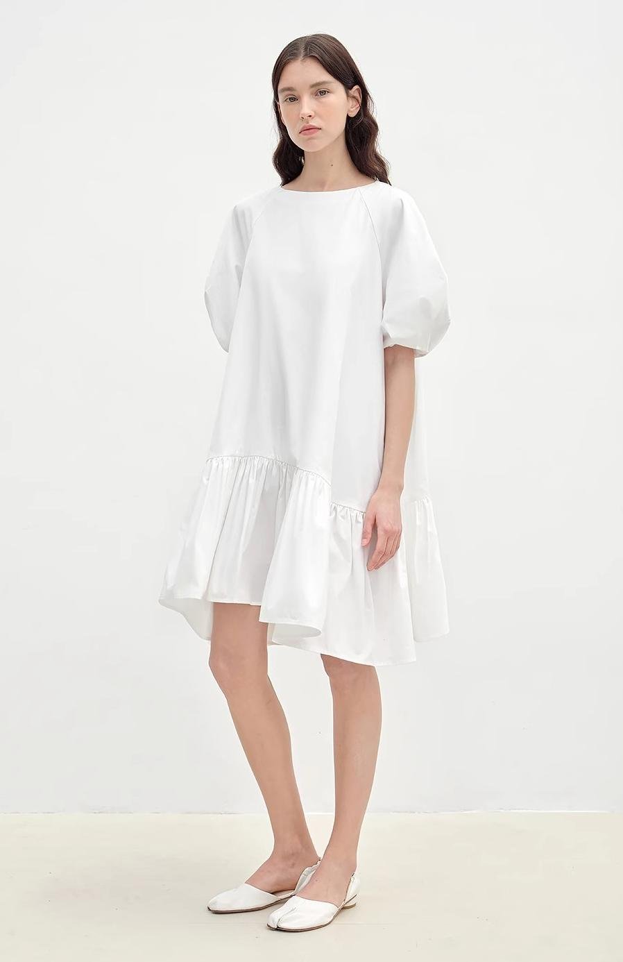 "Ailande" round neck puff sleeve temperament dress for women summer - variant_title