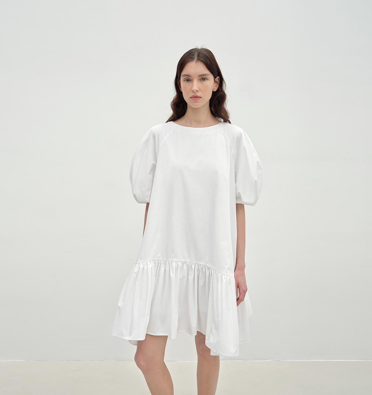 "Ailande" round neck puff sleeve temperament dress for women summer - variant_title