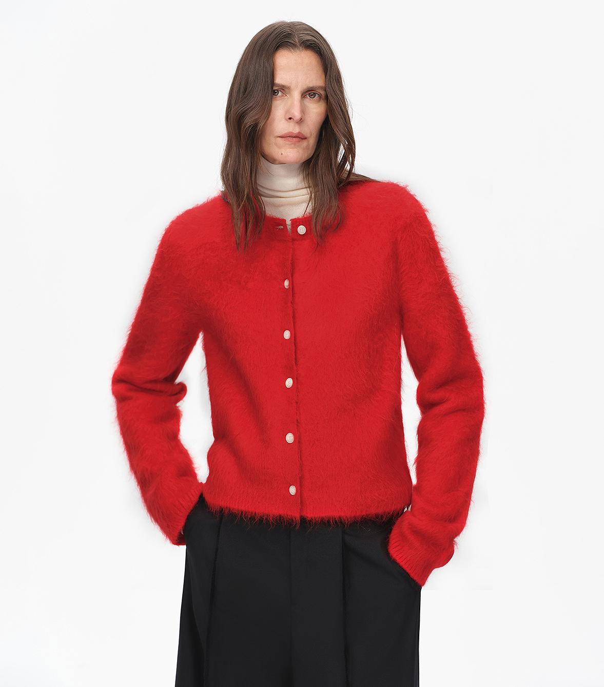 Albaca Alpaca Brushed Round Neck Straight Cardigan Women's Sweater - variant_title