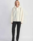 Alpaca wool blended bouclé yarn Spliced POLO shirt Lazy and relaxed sweater - variant_title