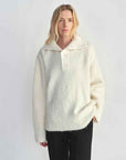 Alpaca wool blended bouclé yarn Spliced POLO shirt Lazy and relaxed sweater - variant_title