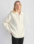 Alpaca wool blended bouclé yarn Spliced POLO shirt Lazy and relaxed sweater - variant_title