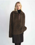 Alpaca wool blended bouclé yarn Spliced POLO shirt Lazy and relaxed sweater - variant_title