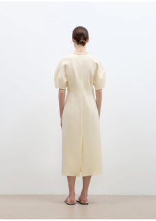 "April Story" 3D U - neck split waist curved skirt knitted dress for women - variant_title