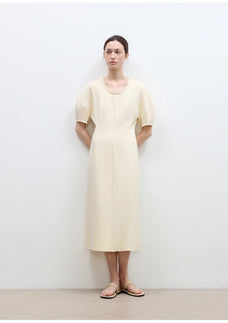 "April Story" 3D U - neck split waist curved skirt knitted dress for women - variant_title