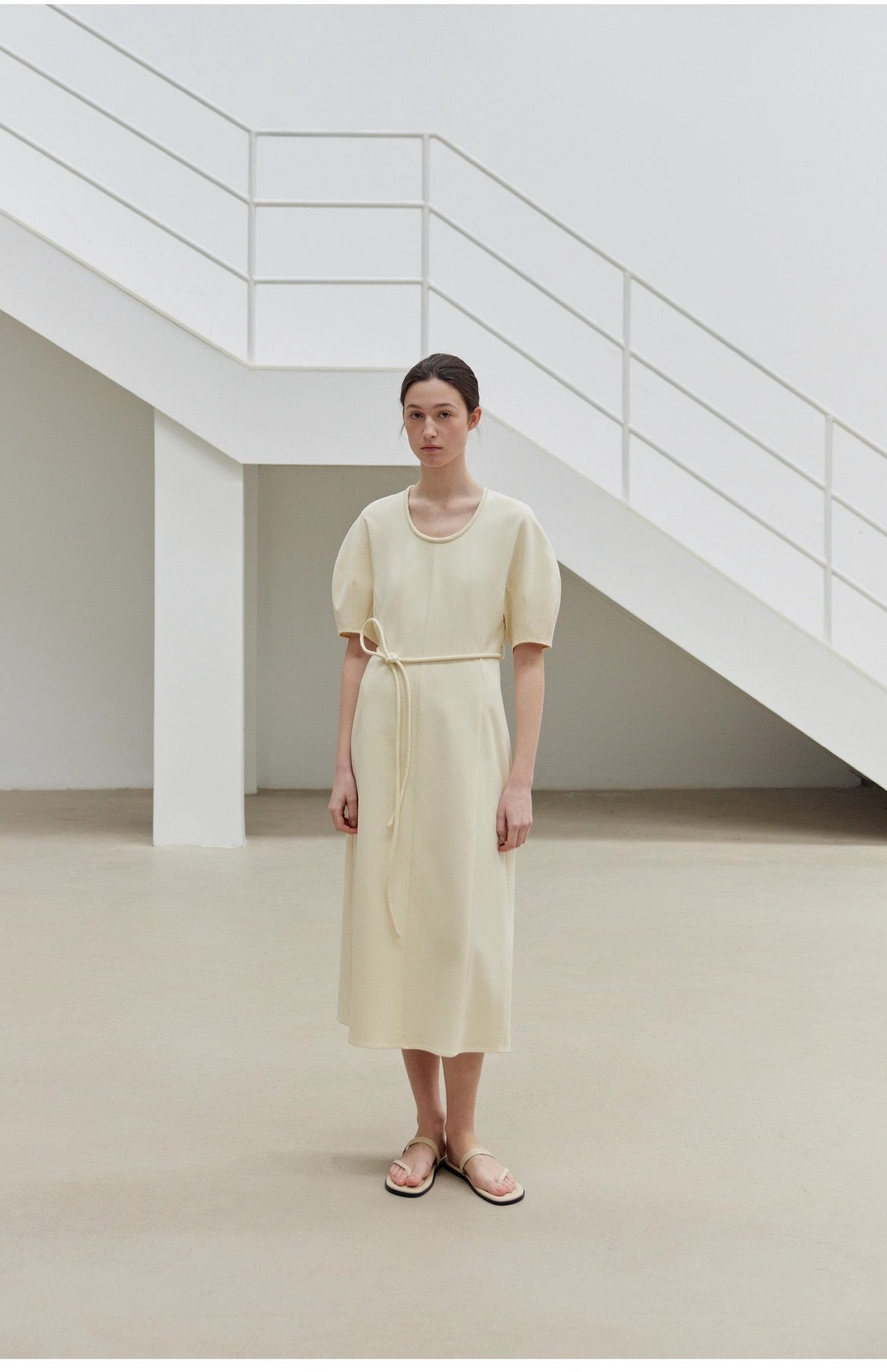 "April Story" 3D U - neck split waist curved skirt knitted dress for women - variant_title