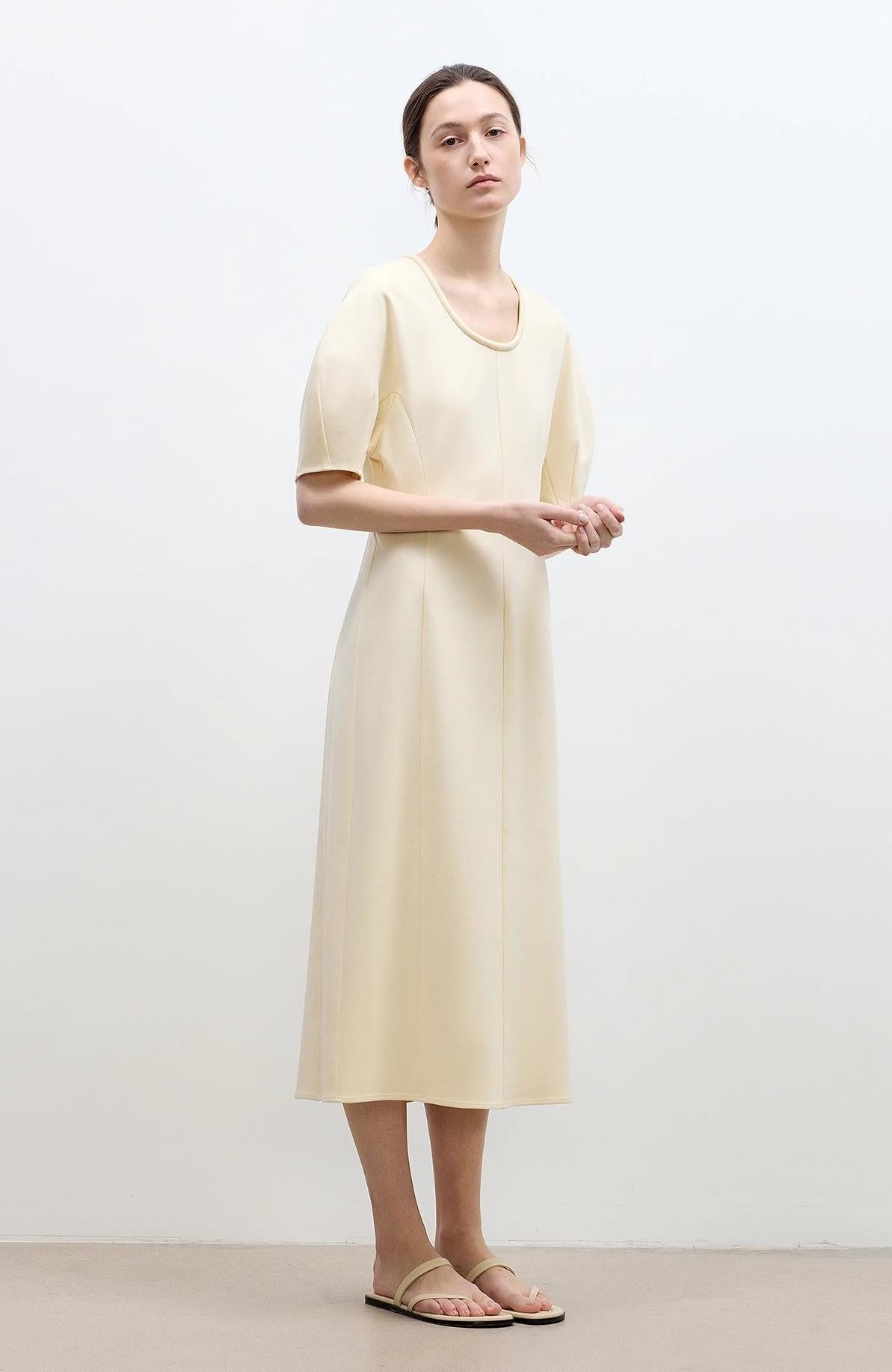 "April Story" 3D U - neck split waist curved skirt knitted dress for women - variant_title