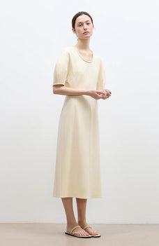 "April Story" 3D U - neck split waist curved skirt knitted dress for women - variant_title
