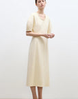 "April Story" 3D U - neck split waist curved skirt knitted dress for women - variant_title