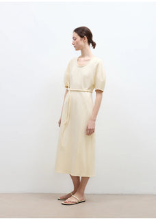 "April Story" 3D U - neck split waist curved skirt knitted dress for women - variant_title