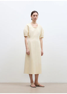 "April Story" 3D U - neck split waist curved skirt knitted dress for women - variant_title