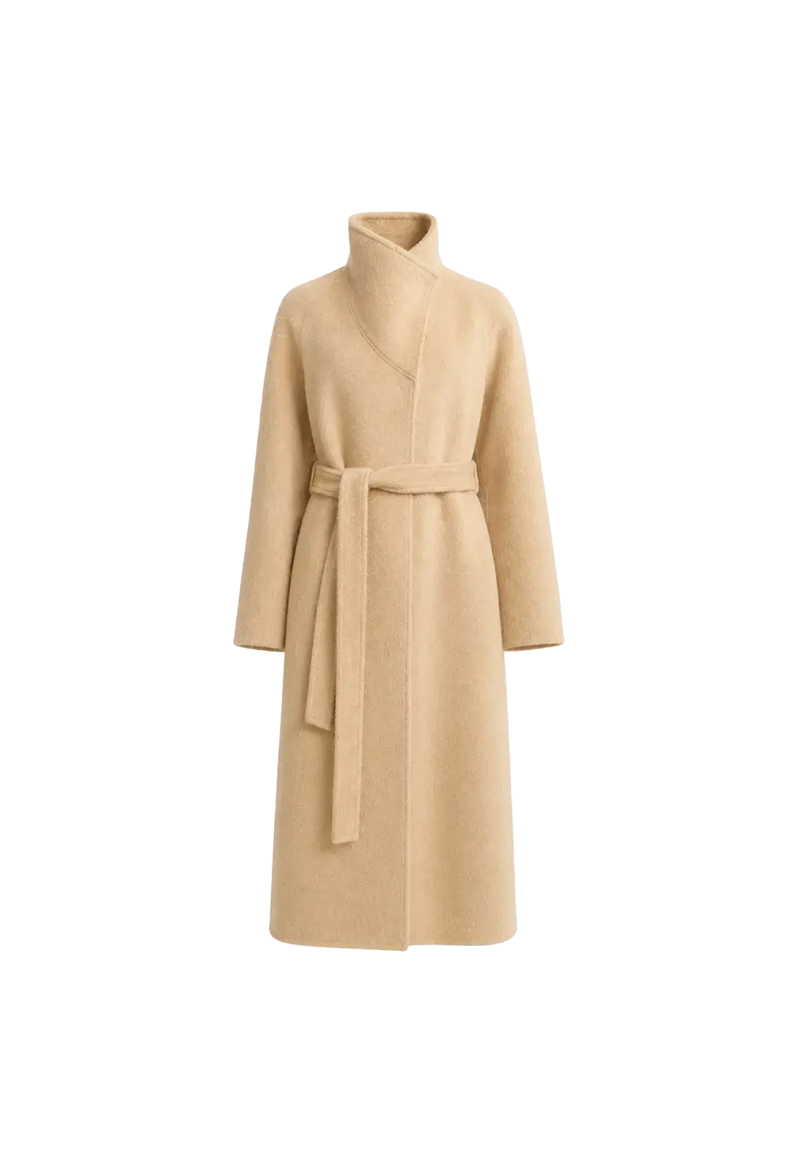 Architectural Grace alpaca wool A-line lapel long coat product image 01