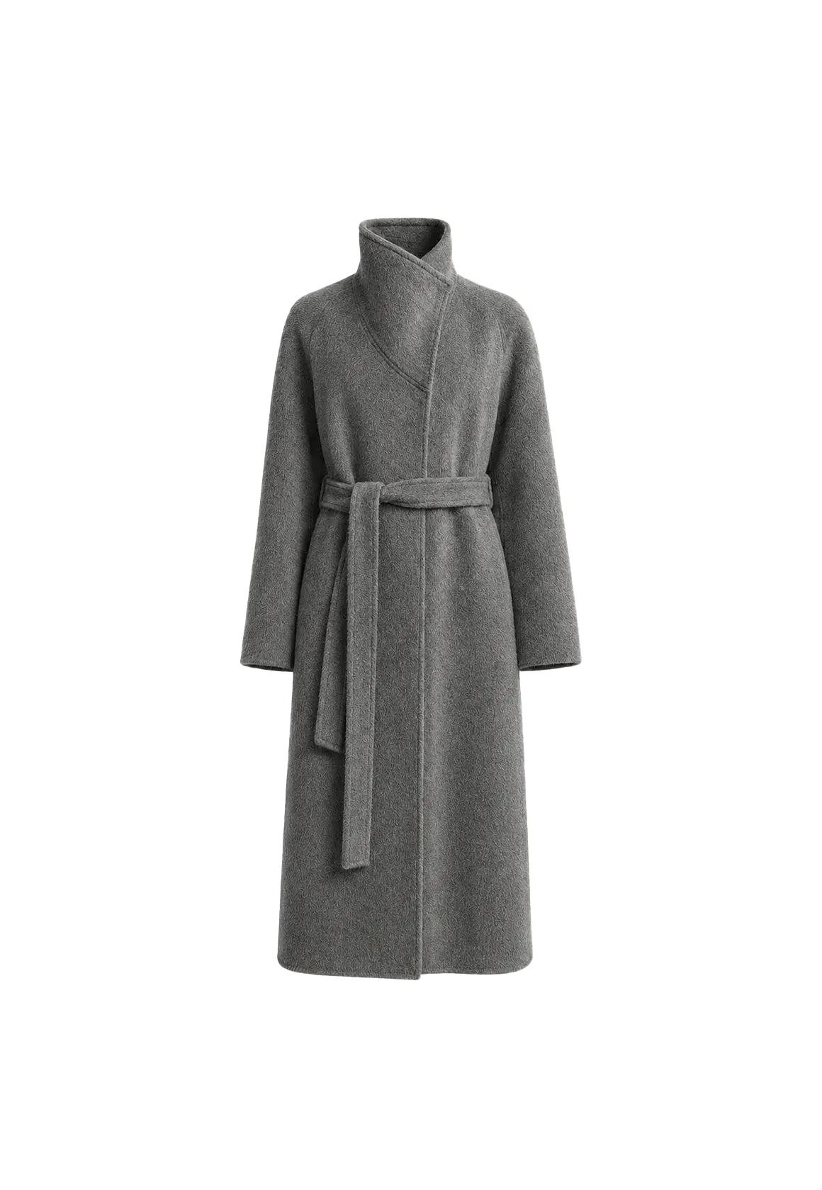 Architectural Grace alpaca wool A-line lapel long coat product image 03