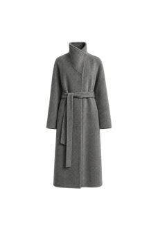 Architectural Grace alpaca wool A-line lapel long coat product image 03
