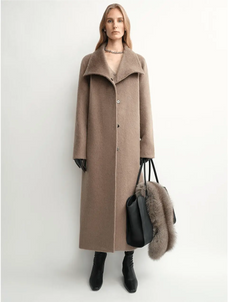 Architectural Grace alpaca wool A-line lapel long coat product image 06