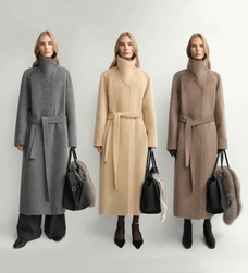 Architectural Grace alpaca wool A-line lapel long coat product image 07
