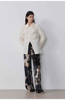 "Art Bubble" retro embossed bubble cotton satin stitching long - sleeved shirt - variant_title