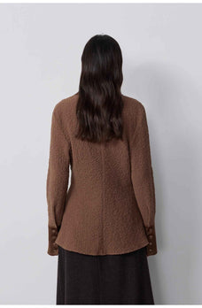 "Art Bubble" retro embossed bubble cotton satin stitching long - sleeved shirt - variant_title