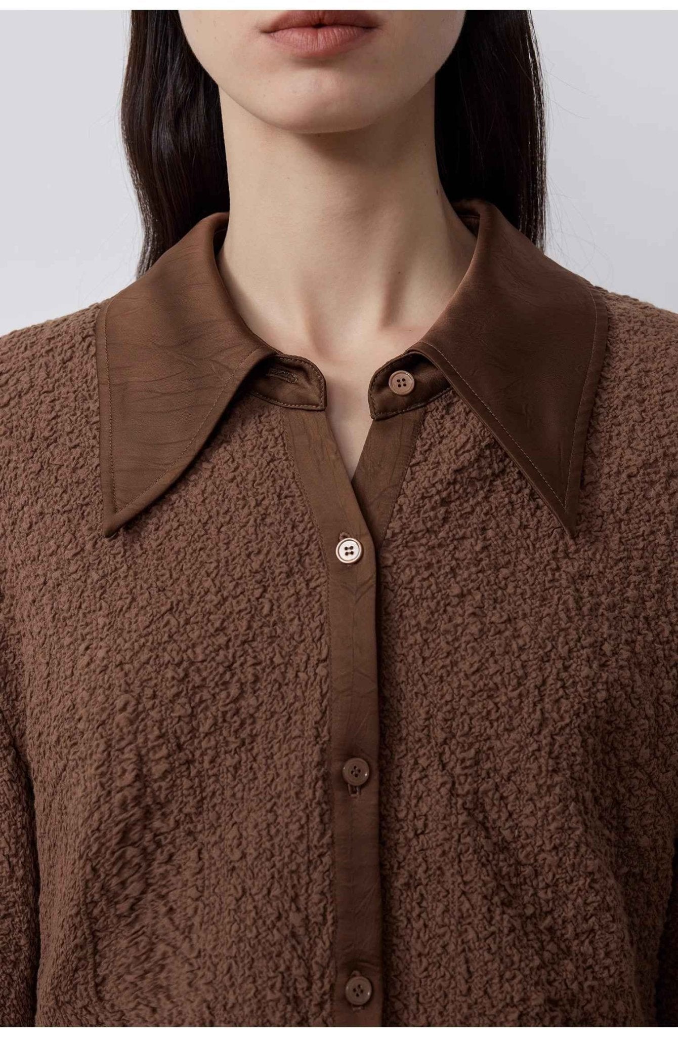 "Art Bubble" retro embossed bubble cotton satin stitching long - sleeved shirt - variant_title