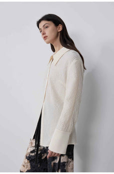 "Art Bubble" retro embossed bubble cotton satin stitching long - sleeved shirt - variant_title