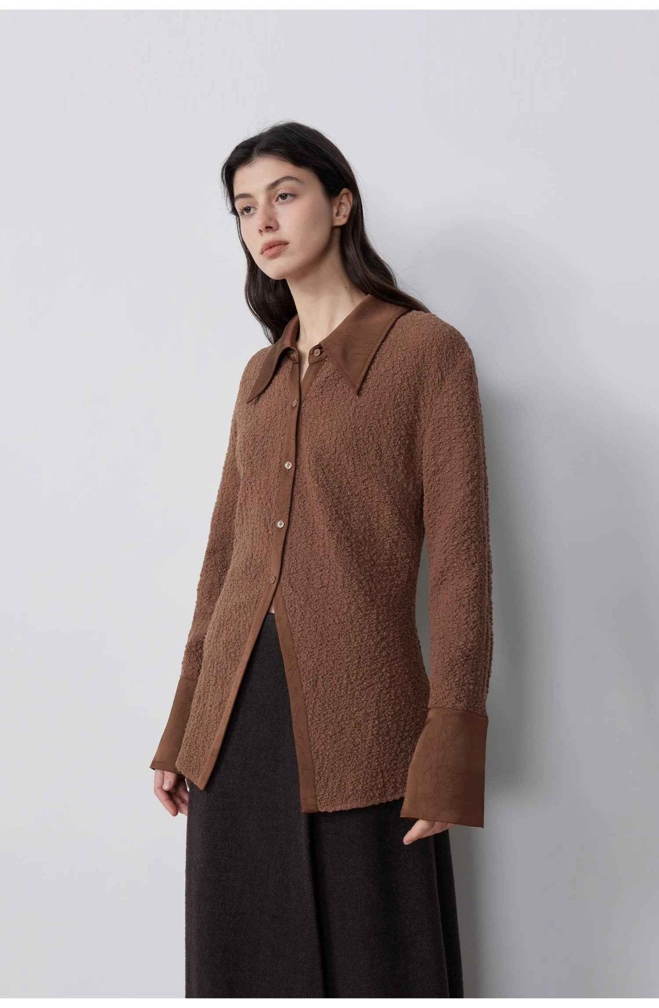 "Art Bubble" retro embossed bubble cotton satin stitching long - sleeved shirt - variant_title