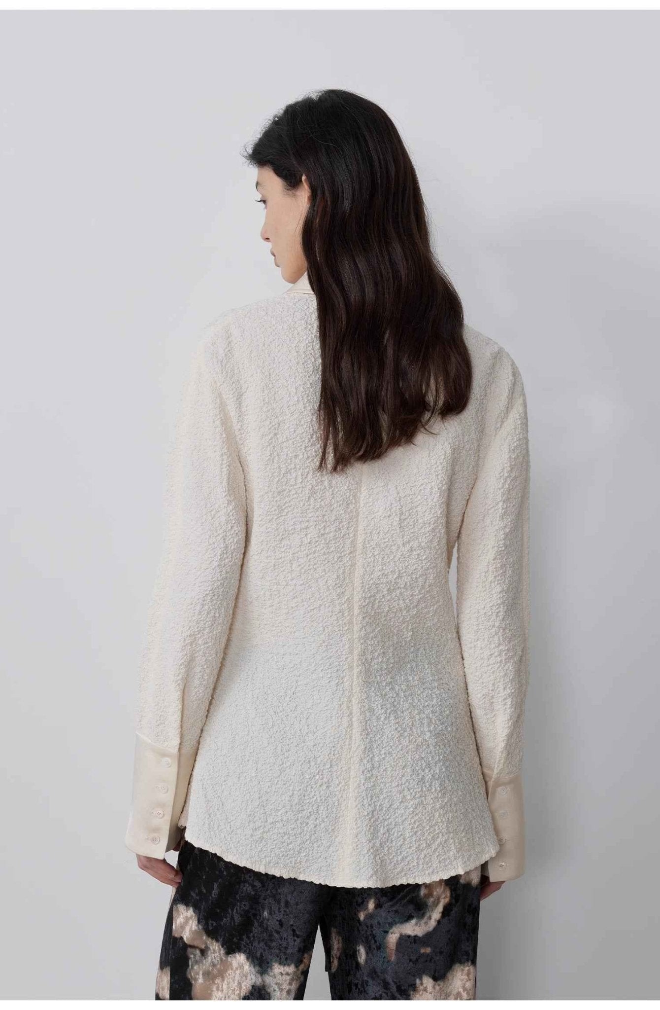 "Art Bubble" retro embossed bubble cotton satin stitching long - sleeved shirt - variant_title
