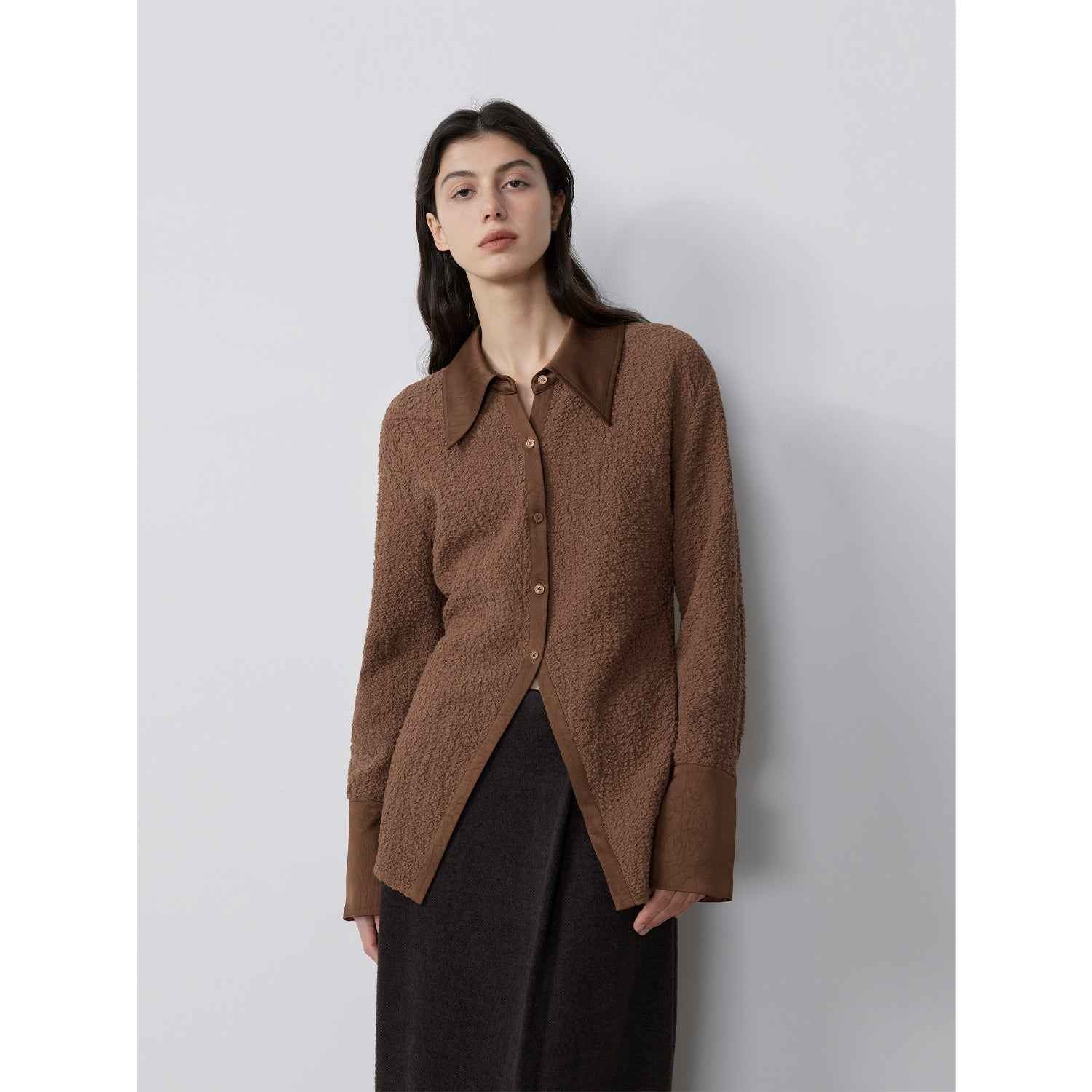 "Art Bubble" retro embossed bubble cotton satin stitching long - sleeved shirt - variant_title